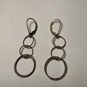 Sterling Silver Multi Circle Dangle Earrings. 2 inches long